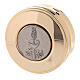 Communion pyx case with silver plated bread and wine plaque 3x10 cm s1