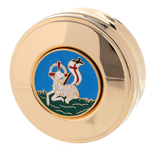 Communion Pyx Lamb of Peace in brass 3x10 cm 1