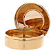 Communion Pyx with enameled dove in golden brass 3x10 cm s3