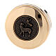 Pyx Lamb of Peace relief in bronze and gilded brass 3x10 cm s1