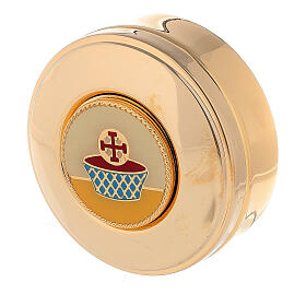 Shrine with enamelled plaque basket with Cross 2.5x8 cm