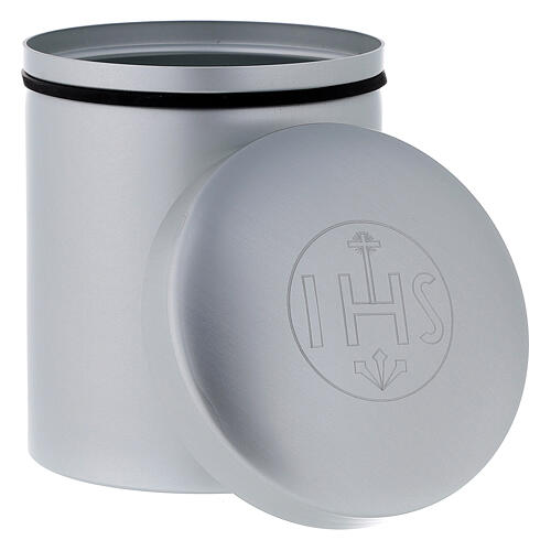 Caja para hostias de aluminio IHS inciso 10x10 cm 2