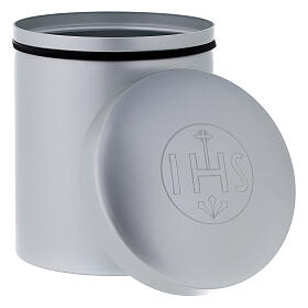 Scatola porta ostie in alluminio IHS inciso 10x10 cm