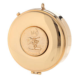 Host holder Eucharist symbol in golden brass 3x10 cm