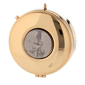 Pyx with silver plated brass bread and wine plate 3x10 cm