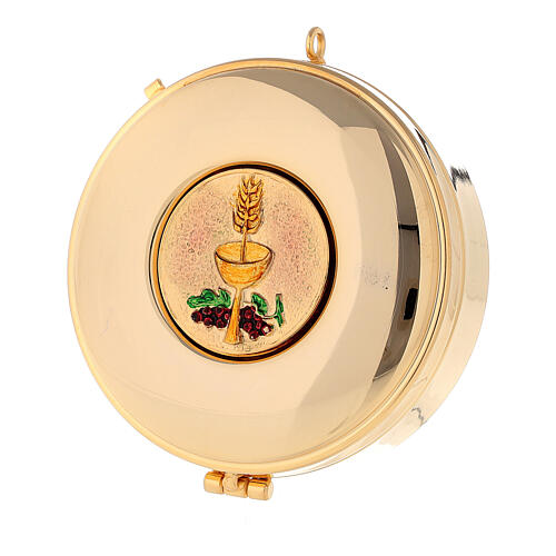 Pyx enameled plate with bread and wine brass 3x10 cm 1