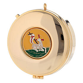 Teca con placca smaltata Agnello della Pace ottone 3x10 cm