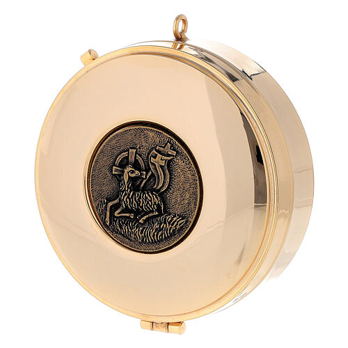 Pyx with Lamb of Peace bronze brass plaque 3x10 cm 1