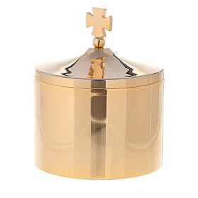 Host holder in 24k gilded brass with engraved cross 10x5 cm