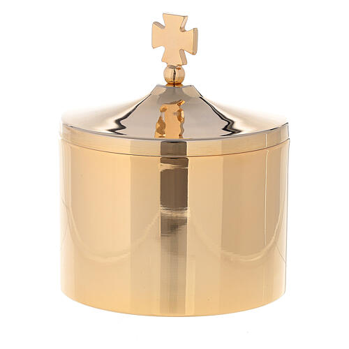 Host holder in 24k gilded brass with engraved cross 10x5 cm 1