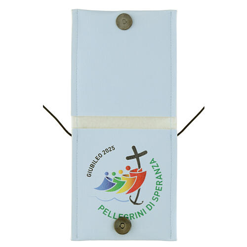 Portateca Giubileo 2025 italiano doppia tasca 10x9 cm pelle vegetale 2