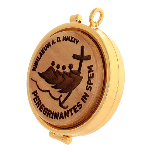 Teca porta ostie Giubileo 2025 metallo legno ulivo 5 cm 2