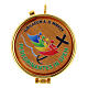 Relicario para hostias Jubileo 2025 madera de olivo logotipo coloreado 5 cm s1