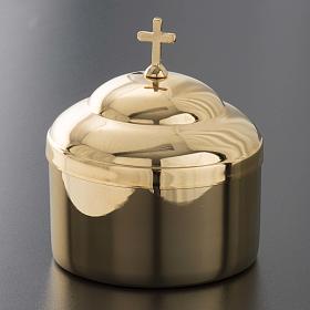 Hostiendosen und Hostienbehälter: Hostiendose vergoldetes poliertes Messing