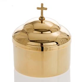 Teche Eucaristiche: Scatola portaostie ottone dorato lucido Teche Eucaristiche: Scatola portaostie ottone dorato lucido