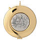 Golden brass pyx with pewter medal Last Supper, 8cm diameter s1