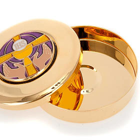 Relicarios eucarísticos: Caja Hostia magna chapa esmaltada IHS