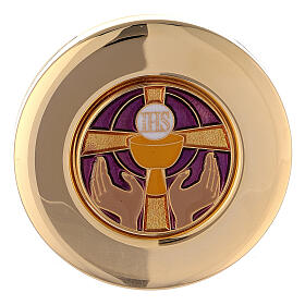 Pyx for big hosts with enameled IHS symbol