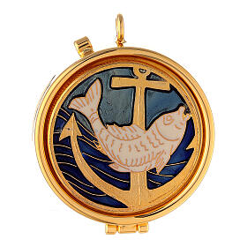 Pyx with fish and anchor enamel decoration on the cover