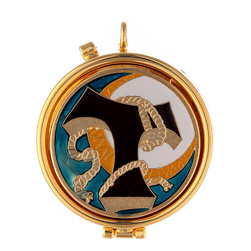 Pyx with Tau and cord enamel decoration on the cover 1