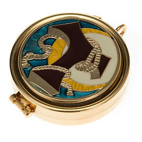 Custodes à hosties: Custode à hostie émaillée tau et corde Custodes à hosties: Custode à hostie émaillée tau et corde