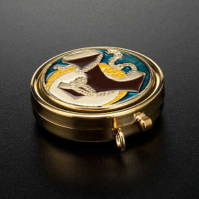 Teche Eucaristiche: Porta ostie smaltata tau e corda Teche Eucaristiche: Porta ostie smaltata tau e corda