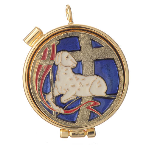 Mini pyx in enamelled brass with Lamb symbol 1