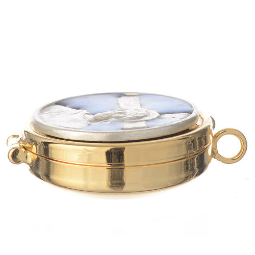 Mini pyx in enamelled brass with Ecce Omo symbol 3
