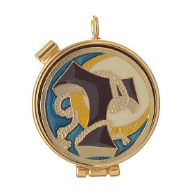 Mini pyx in enamelled brass with Tau symbol