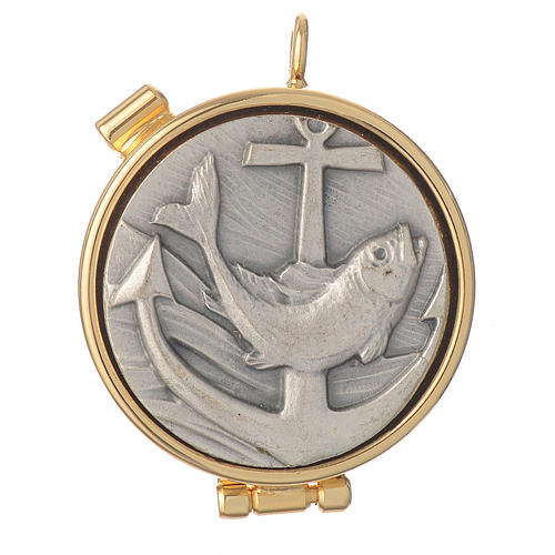 Mini pyx in enamelled brass with fish symbol 1