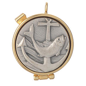 Mini pyx in enamelled brass with fish symbol
