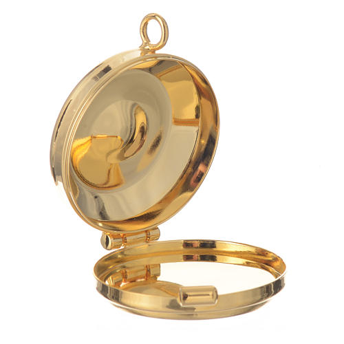 Mini pyx in enamelled brass with Good Shepherd symbol 2