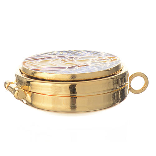 Mini pyx in enamelled brass with Good Shepherd symbol 3