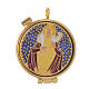 Mini pyx in enamelled brass with Good Shepherd symbol s1