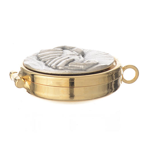 Mini pyx with hand and bread symbol with pewter decoration 3