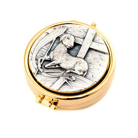 Relicarios eucarísticos: caja de formas peltre cordero y cruz