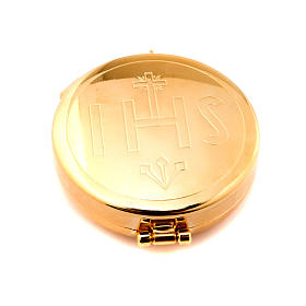 Custodes à hosties: Custode en laiton doré, IHS Custodes à hosties: Custode en laiton doré, IHS