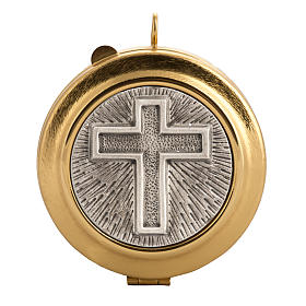 Pyx with cross decoration in knurled brass