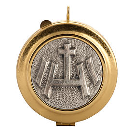 Pyx with IHS decoration in knurled brass