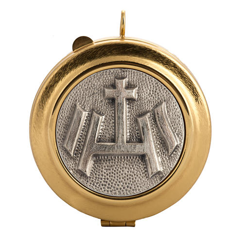 Pyx with IHS decoration in knurled brass 1
