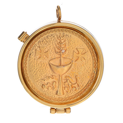 Pyx in golden brass with a chalice, 53mm 1