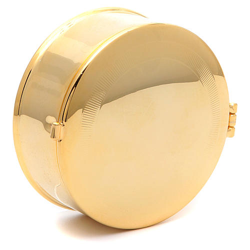 STOCK Caja para hostia en Latón dorado diam. 9 cm con luneta. 1