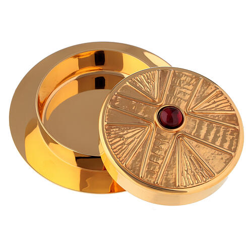 Pyx for hosts in golden brass with stone 10.5cm Molina 2