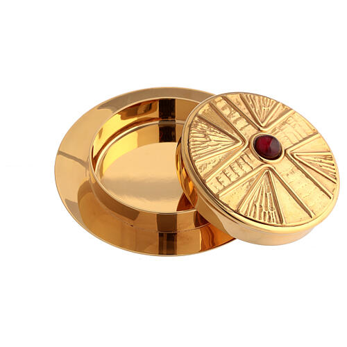 Pyx for hosts in golden brass with stone 10.5cm Molina 2