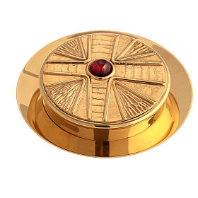 Pyx for hosts in golden brass with stone 10.5cm Molina