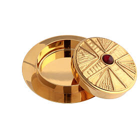 Pyx for hosts in golden brass with stone 10.5cm Molina