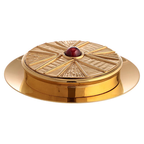 Pyx for hosts in golden brass with stone 10.5cm Molina 3