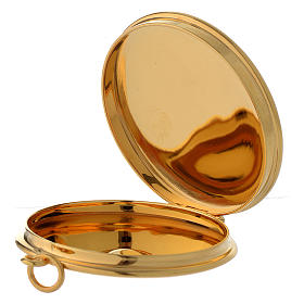 Pyx for hosts in golden brass with hand engraved JHS symbol 5cm Molina