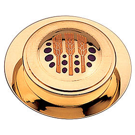 Caixa moderna para hóstias acabamento dourado com esmalte Molina 10,5 cm