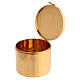 Modern Pyx for hosts in golden brass with Fishes and Loaves in red enamel Molina s3
